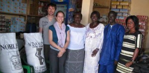EXPERIMENTAL AUCTIONS enable eliciting consumers’ willingness to pay for rice with upgraded intrinsic quality attributes (grain quality, aroma, taste, etc.) and extrinsic (packaging, labeling, and information) quality cues. From left to right: Matty Demont, former agricultural economist, AfricaRice and is now at IRRI; Caitlin Costello, former visiting research fellow, AfricaRice; Khady Diagne, student, University of Gaston Berger, Saint-Louis, Senegal; Maïmouna Ndour, sociology assistant, AfricaRice, Saint-Louis, Senegal; Alioune Gueye, student, University of Gaston Berger; and Rougui Diop, teacher, Saint-Louis, Senegal.